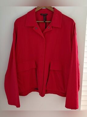 Sarah Pacini Red Wool Blend Chore Jacket XL